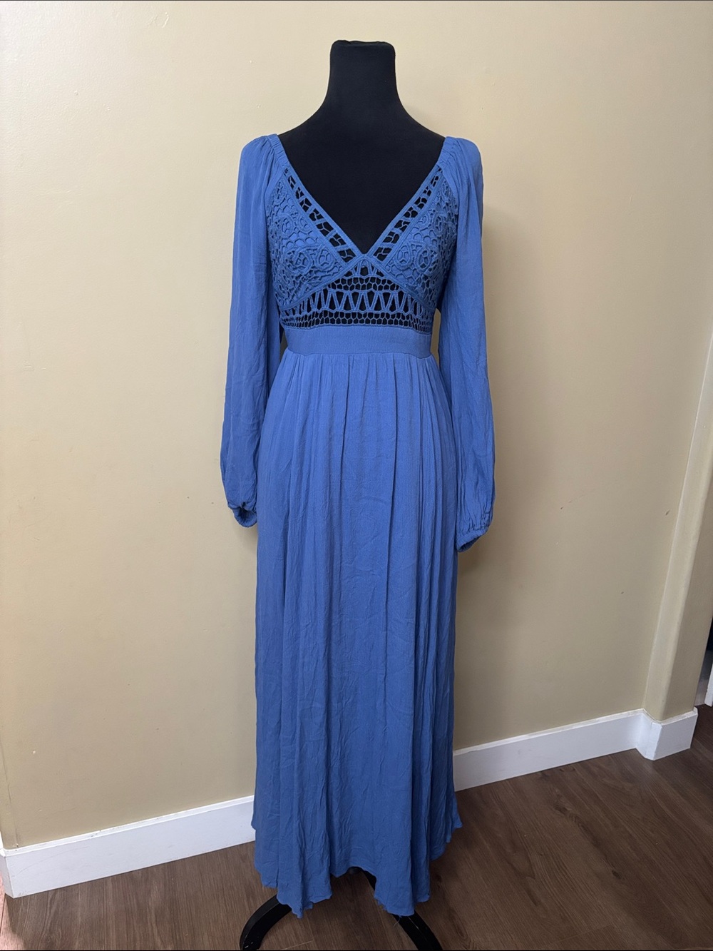 NWT Papermoon Blue Periwinkle Crochet Bodice Maxi Dress